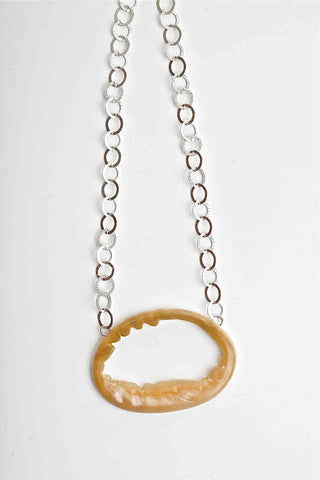 Oval Series Natural Interior Muskox Horn Necklace - Horizontal