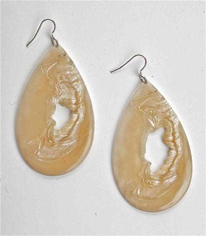 Teardrop Series Natural Interior Muskox Horn Earrings