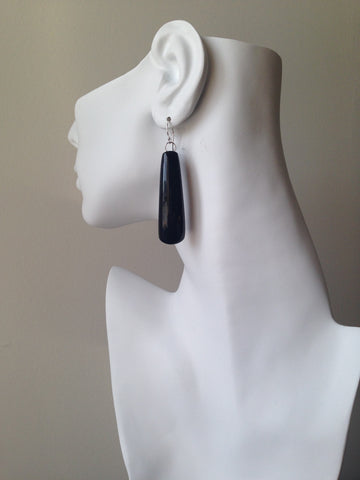 Oblong Series Bison Horn Earrings