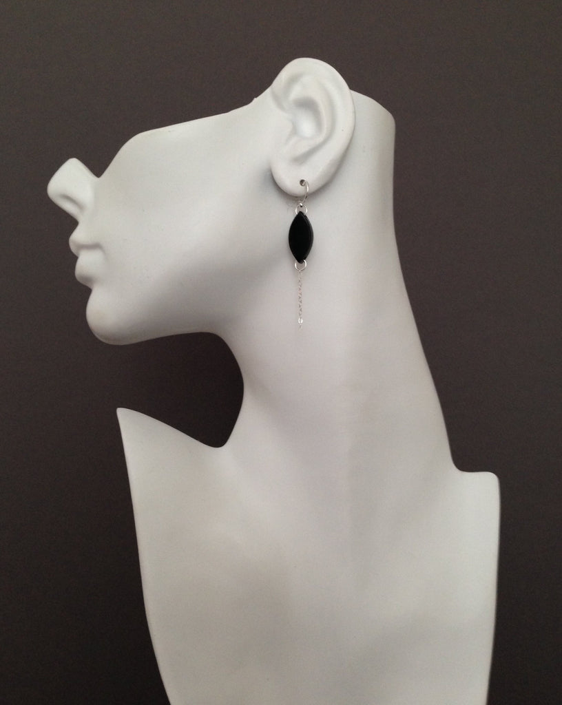 Sliver Series Bison Horn Earrings with Drop Chain