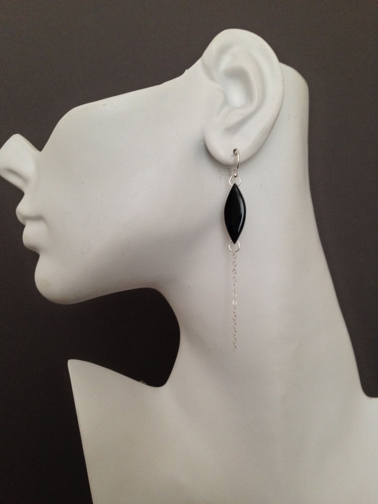 Sliver Series Bison Horn Earrings with Drop Chain