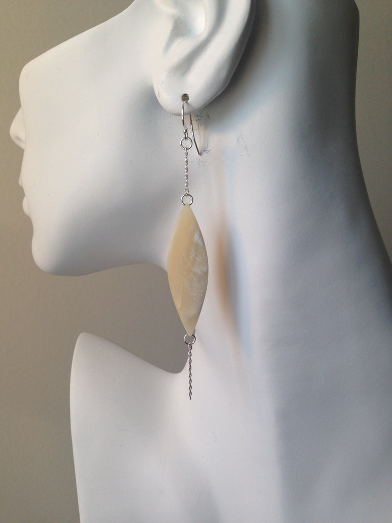 Sliver Series Muskox Horn Earrings Double Drop Chain